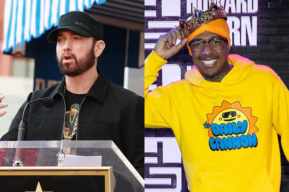 Eminem speaks during a ceremony honoring 50 Cent with a star on the Hollywood Walk of Fame. Nick Cannon visits SiriusXMs The Howard Stern Show at SiriusXM Studios.