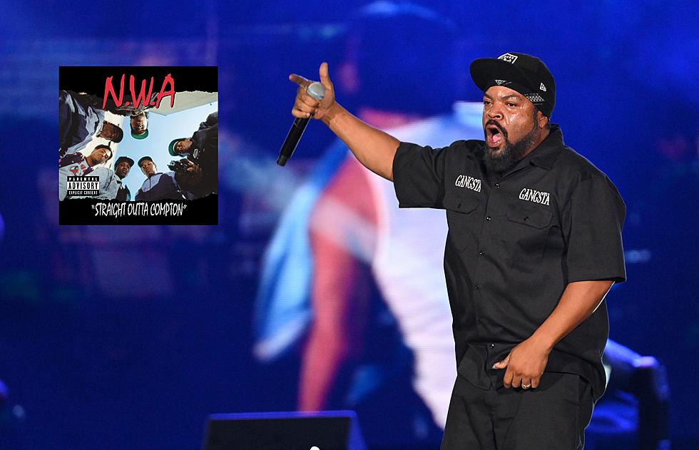 US rapper Ice Cube performs during the Hip Hop 50 Live concert, marking the 50th anniversary of the birth of hip hop, at Yankee Stadium in the Bronx borough of New York City on August 11, 2023. N.W.A album straight outta compton