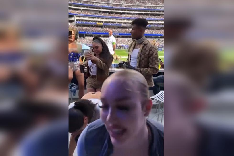 Blueface Throws Money at Nearly Naked Women in Suite at Los Angeles Rams Game