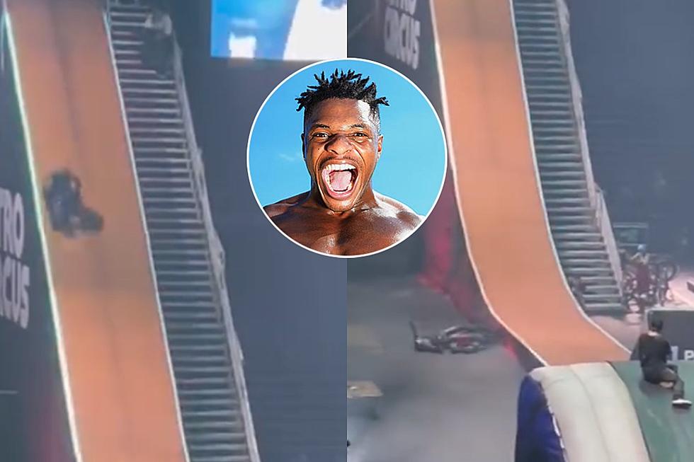 Jeleel Plunges Headfirst Off 40-Foot Ramp During Failed Bike Trick