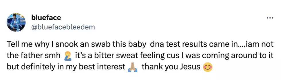 Blueface tweets that he got a DNA test on Chrisean Rock's son.