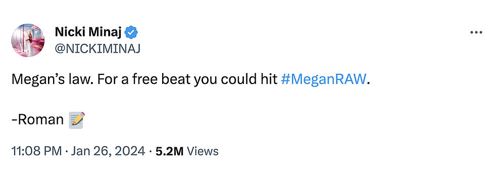 Nicki Minaj calls out Megan Thee Stallion