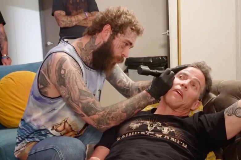 Post Malone Gives Reality Star Steve-O an X-Rated Face Tattoo 