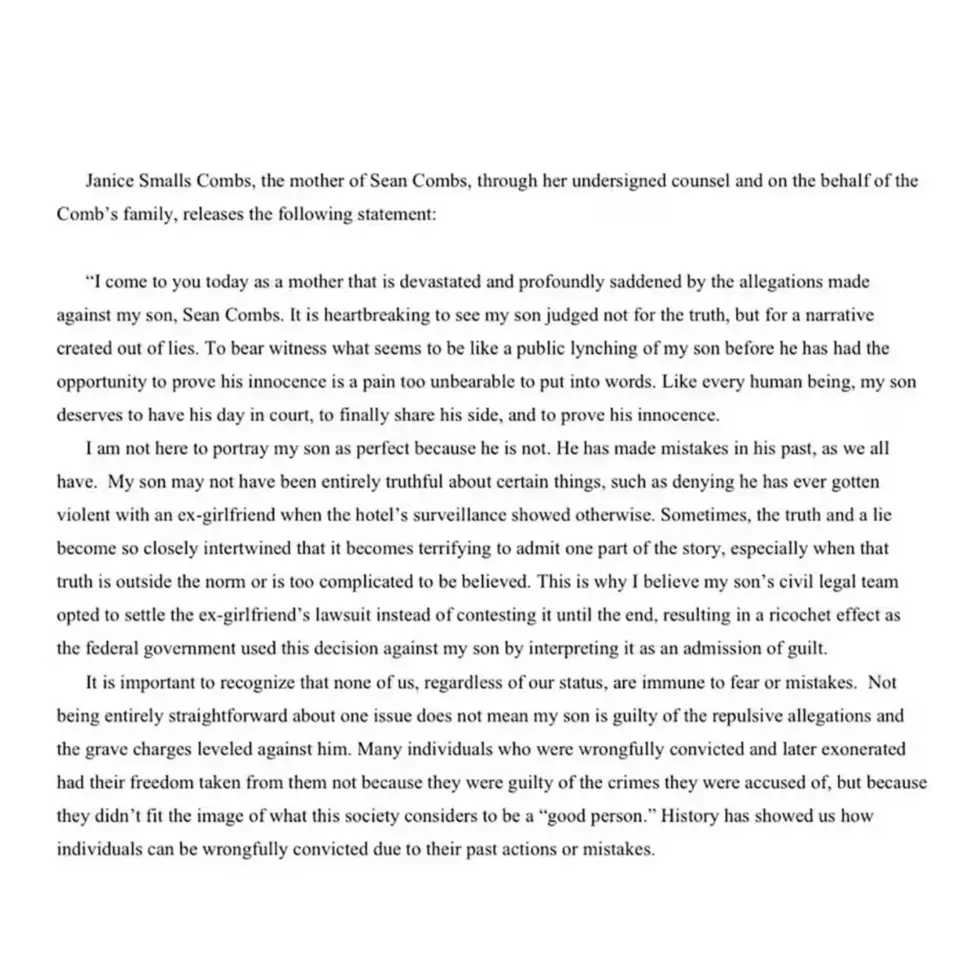Janice Combs statement.