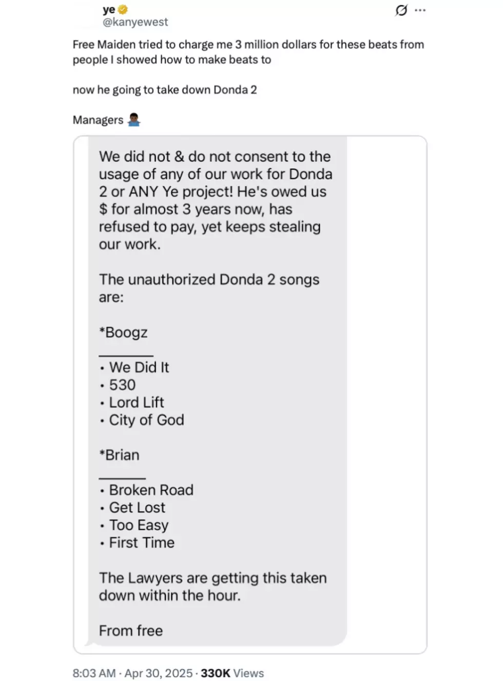 Kanye West Free Maiden