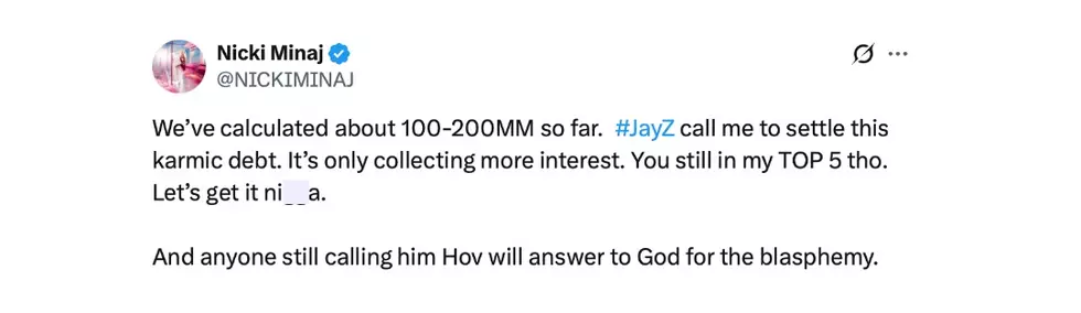 Nicki Minaj calls out Jay-Z.