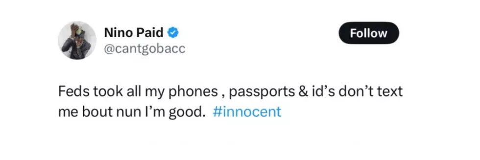 Nino Paid tweet.