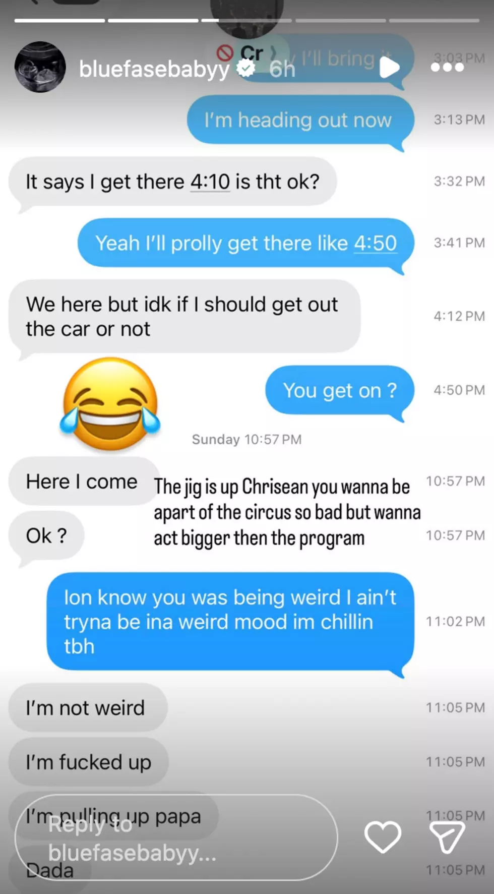 Blueface's IG story.