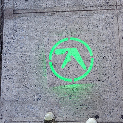 Aphex Twin logos showing up all over NYC and a blimp in London