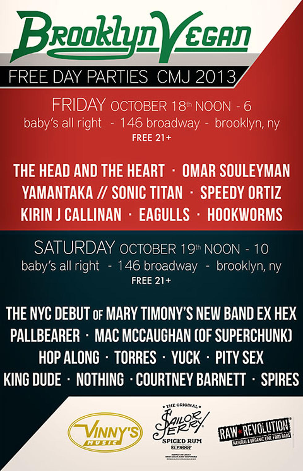 BrooklynVegan hosts FREE CMJ shows Friday and Saturday (eighteen artist lineup &#8212; free drinks &#038; tattoos)