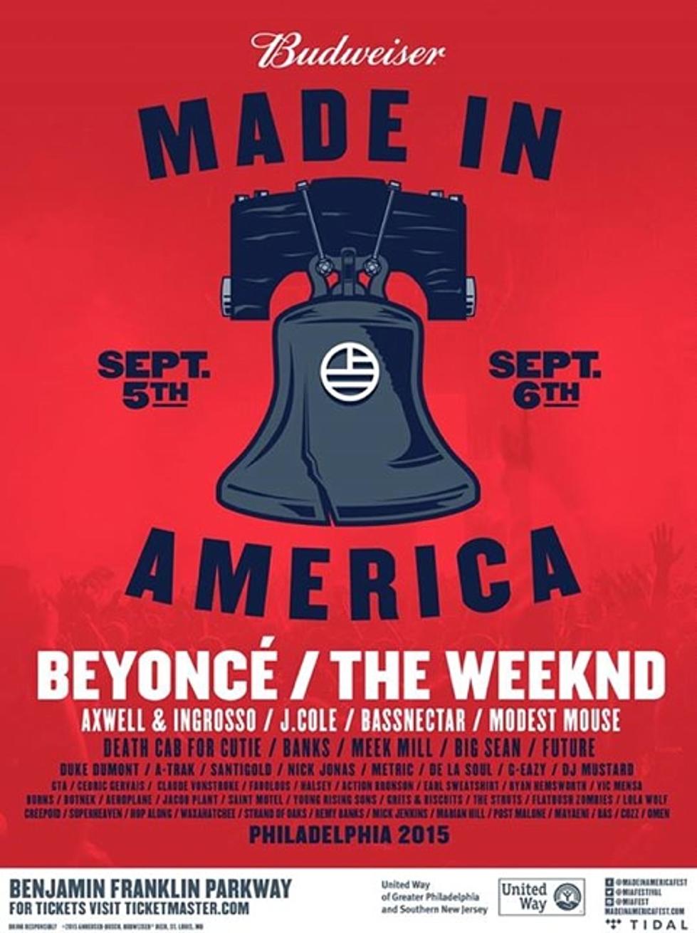 Made In America 2015 lineup &#038; tix: Beyonce, The Weeknd, J Cole, Modest Mouse, Death Cab, Earl Sweatshirt &#038; more