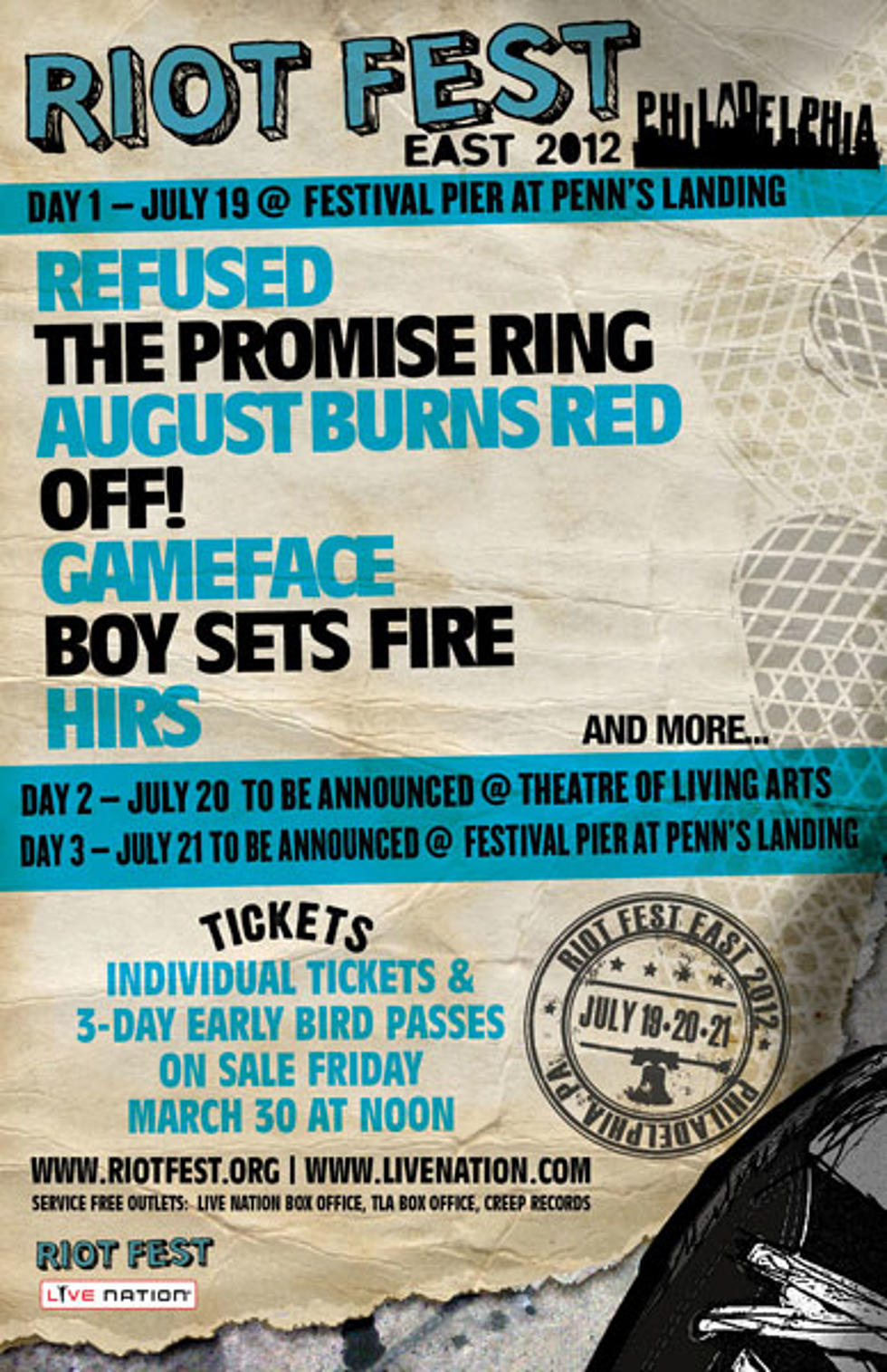 Riot Fest returns to Philadelphia in 2012 &#8211; tix on sale, initial lineup includes the Promise Ring, Refused, OFF! &#038; more