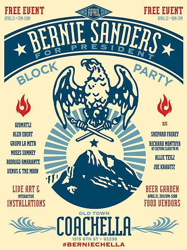 &#8216;Berniechella&#8217; block party happening just outside Coachella fest this weekend with Shepard Fairey &#038; more