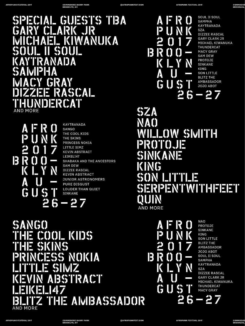 Afropunk 2017 lineup (Soul II Soul, Dizzee Rascal, Sampha, Thundercat, more)