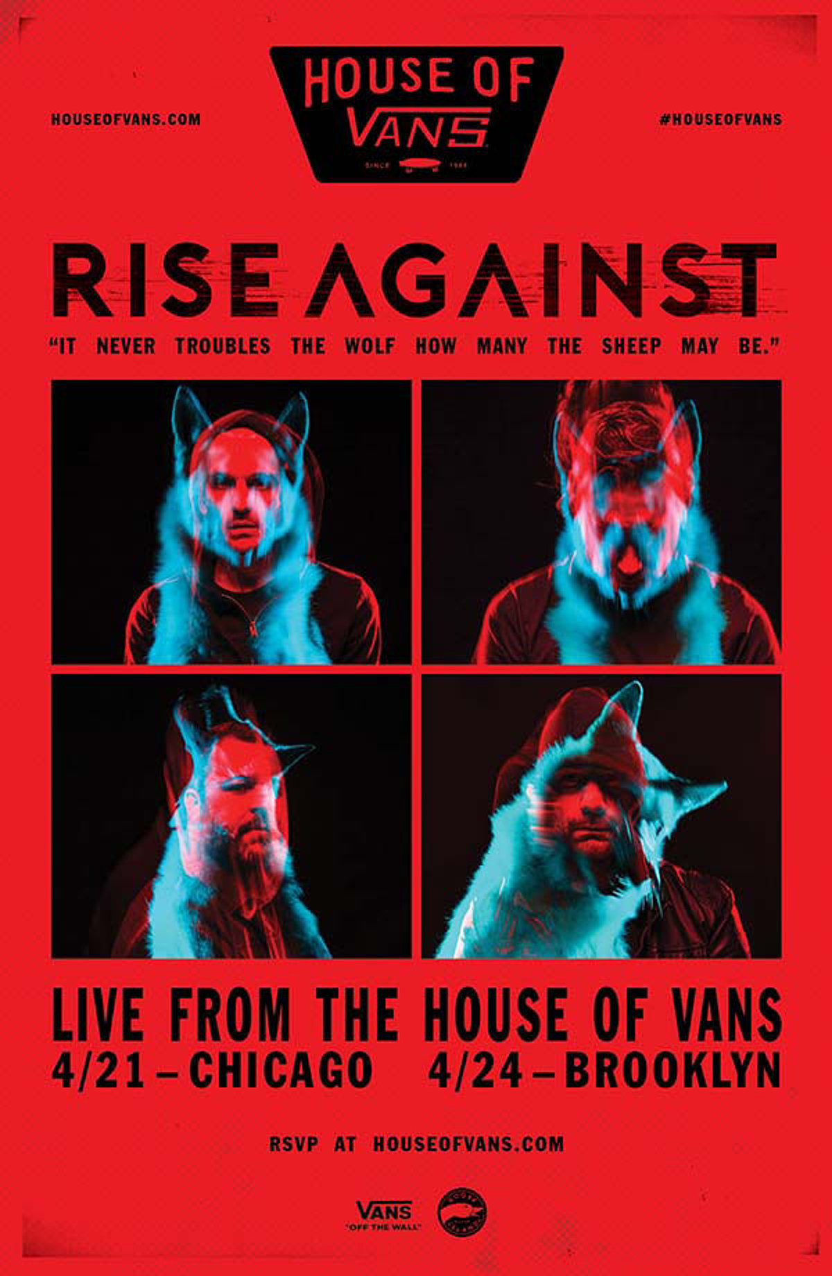 Rise Against playing FREE House of Vans shows (NYC with Walter Schreifels)