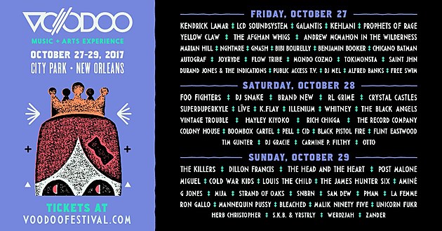 Voodoo 2017 daily lineups