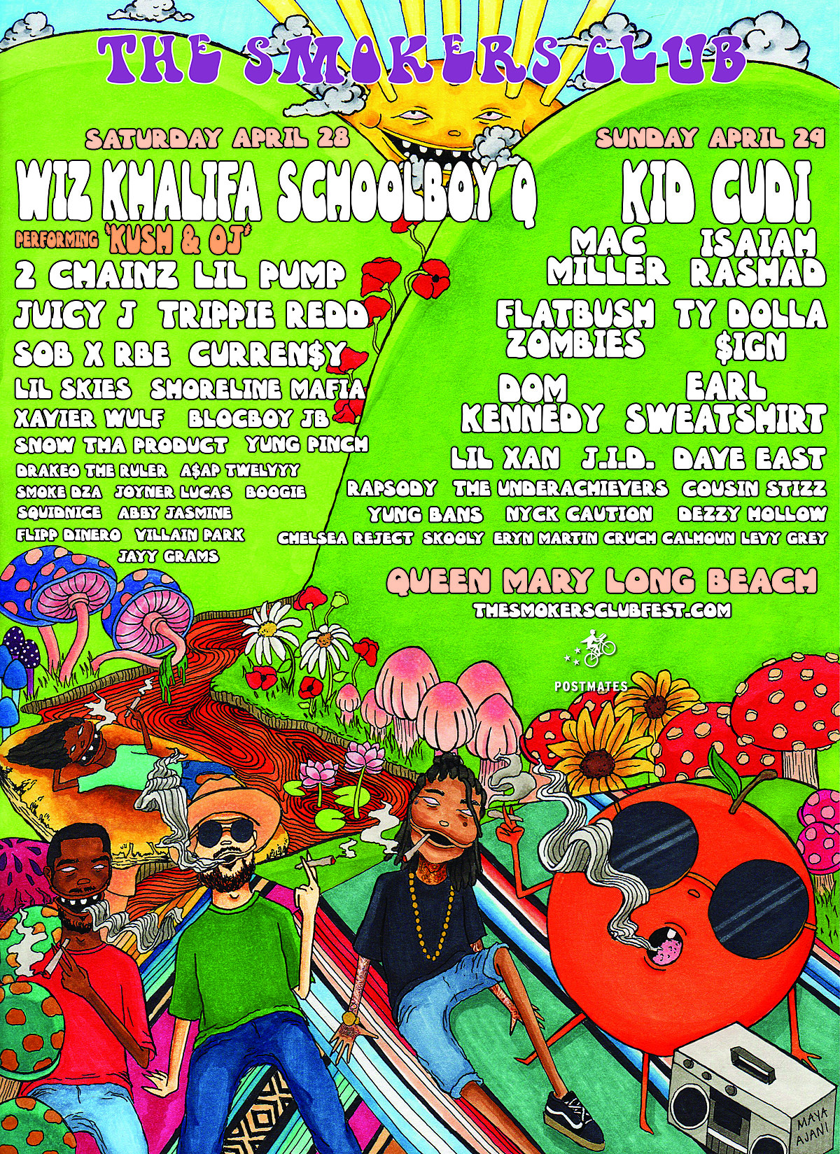Smokers Club Fest 2018 lineup (Schoolboy Q, Wiz Khalifa, Kid Cudi, 2