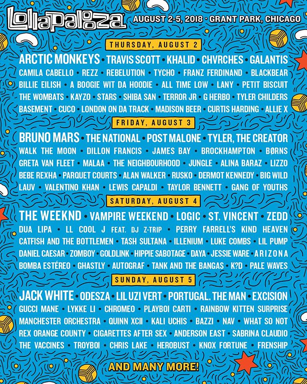 Lollapalooza 18 Daily Lineups Single Day Tickets On Sale