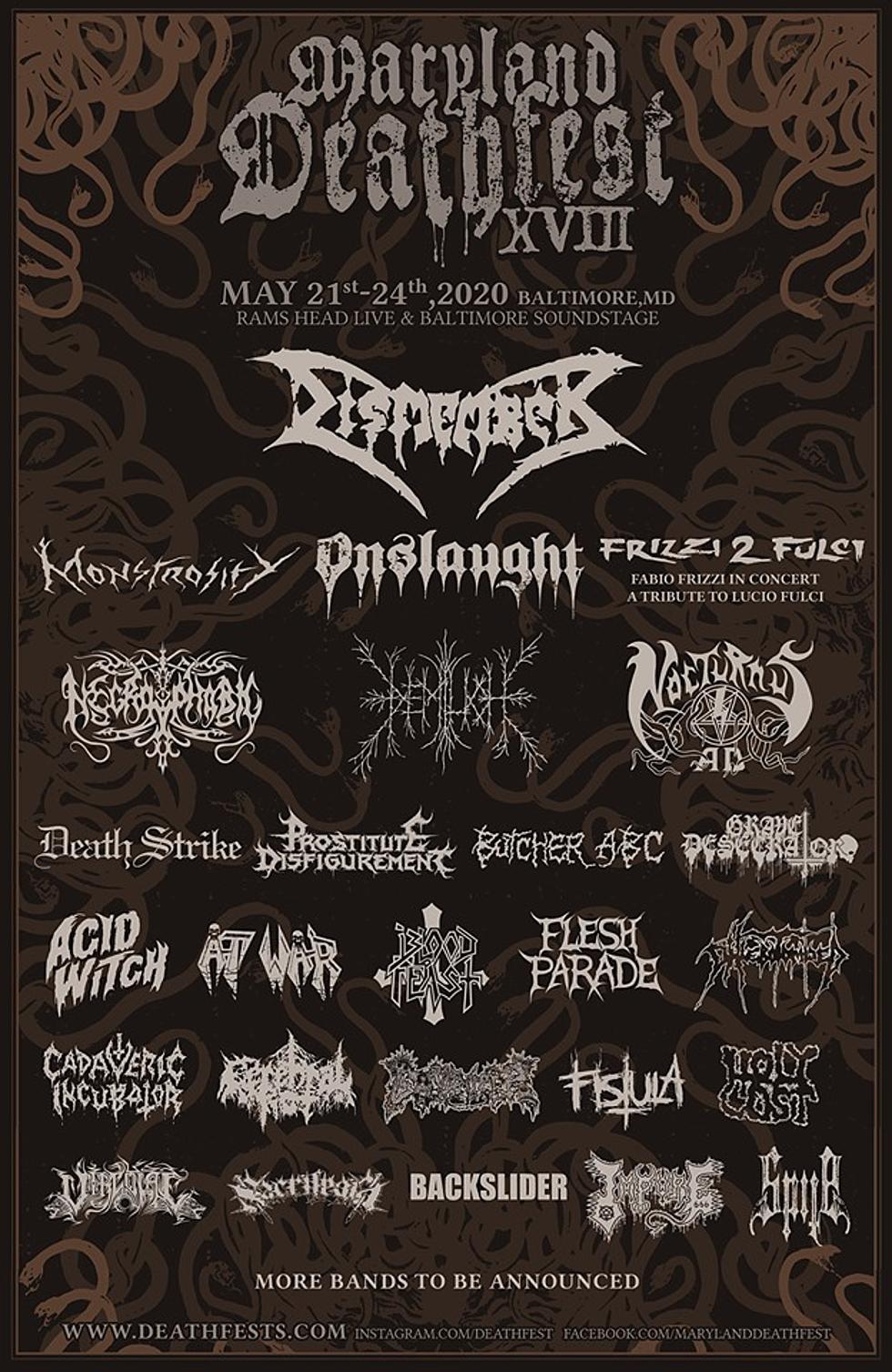 Maryland Deathfest 2020 lineup (Dismember, Monstrosity, Onslaught, Nocturnus AD, more)
