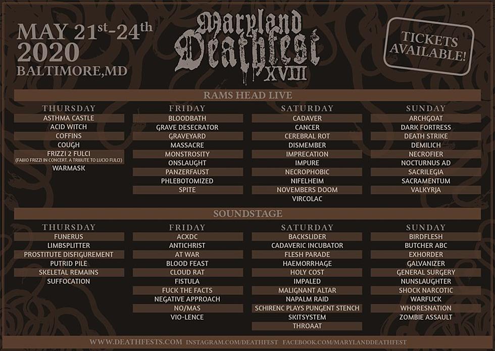Maryland Deathfest 2020 daily lineups revealed, single-day tix on sale