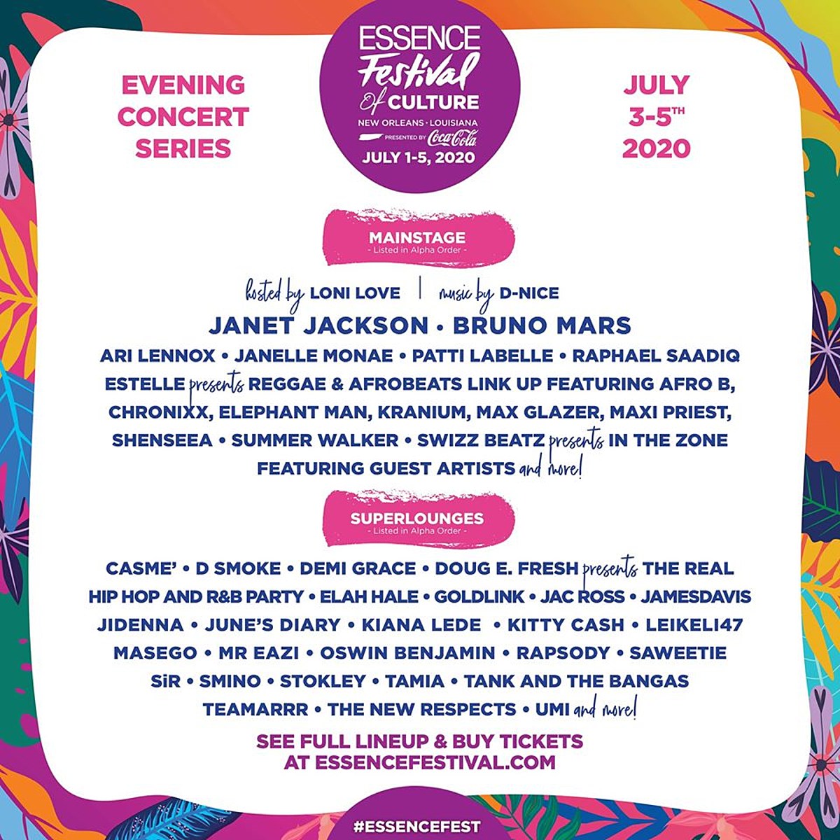 Essence Fest 2020 lineup Jackson, Janelle Monae, Patti LaBelle