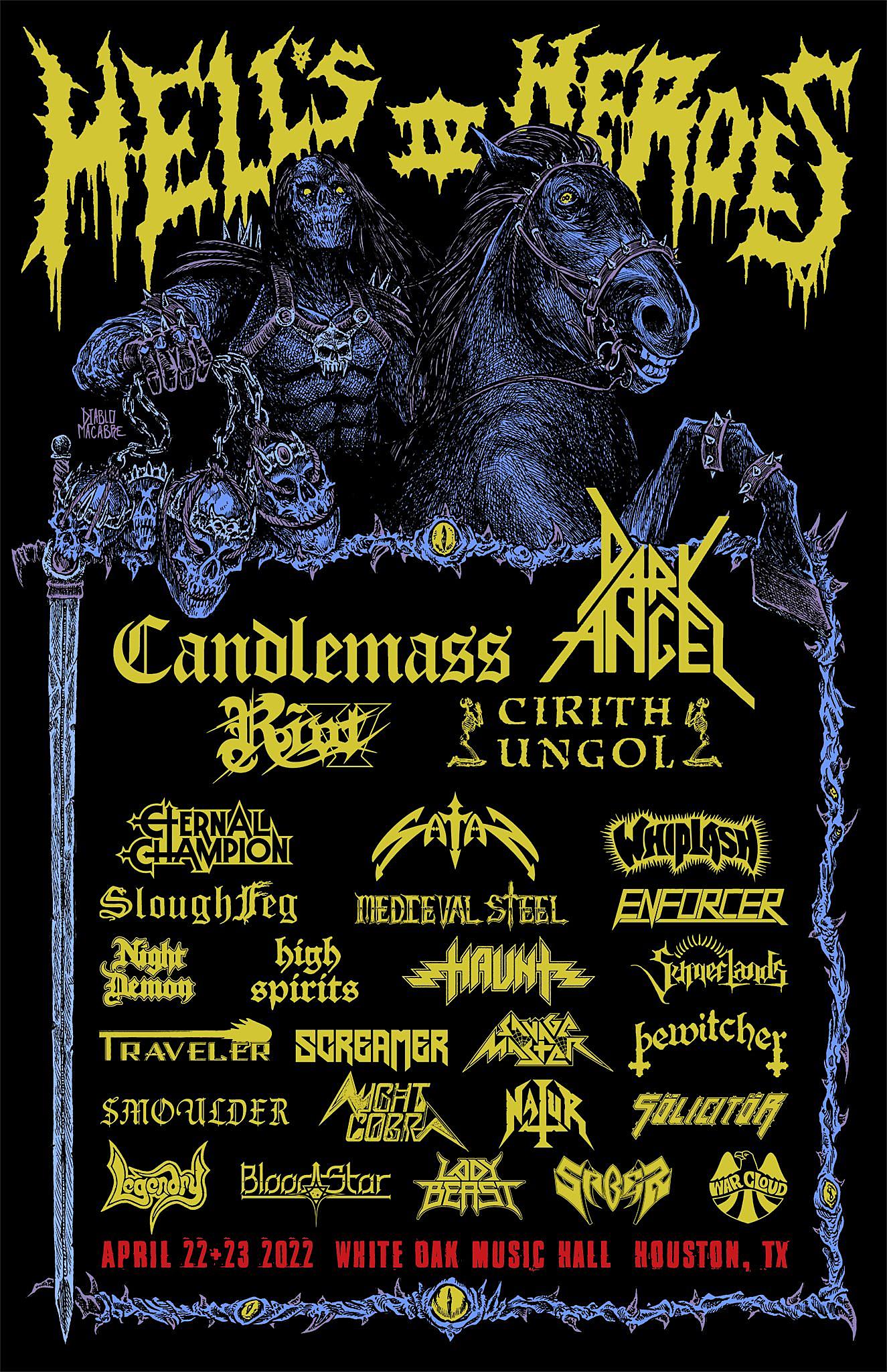 Dark Angel & Candlemass headlining TX metal fest Hell's Heroes