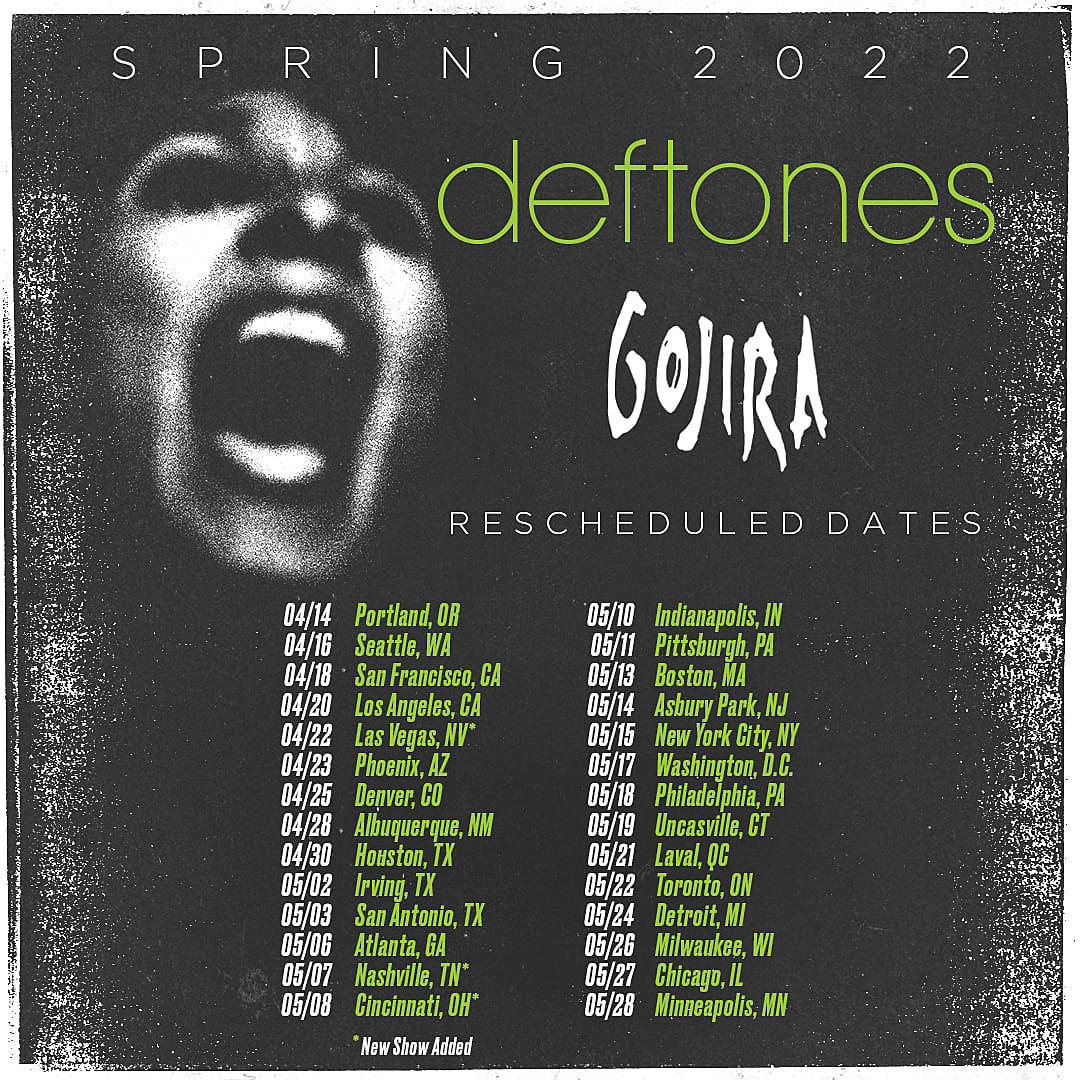 Deftones & Gojira reschedule tour to 2022