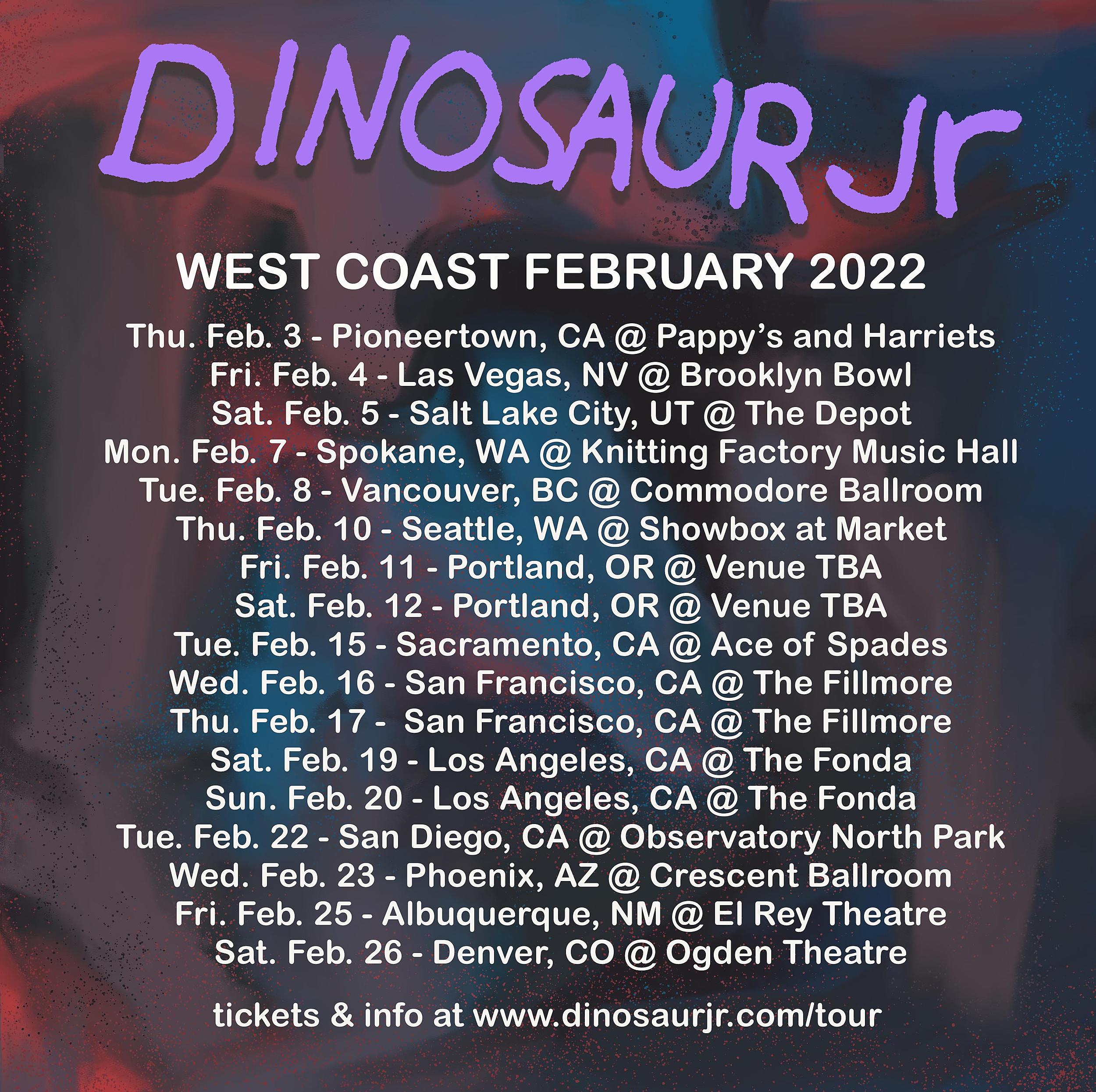Dinosaur Jr announce rescheduled West Coast tour dates