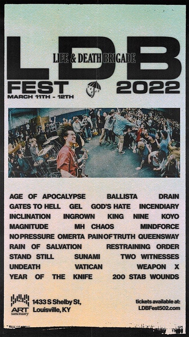 LDB Fest 2022 lineup (Drain, Mindforce, Undeath, Vatican, Year of the