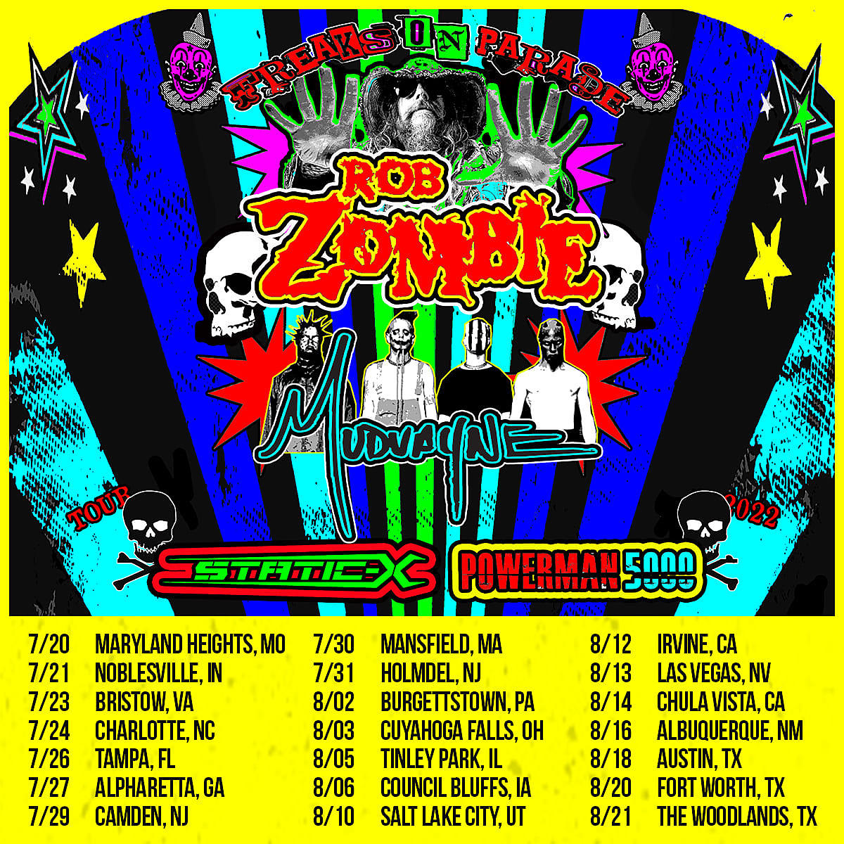 Rob Zombie & Mudvayne announce summer tour with Static-X, Powerman 5000