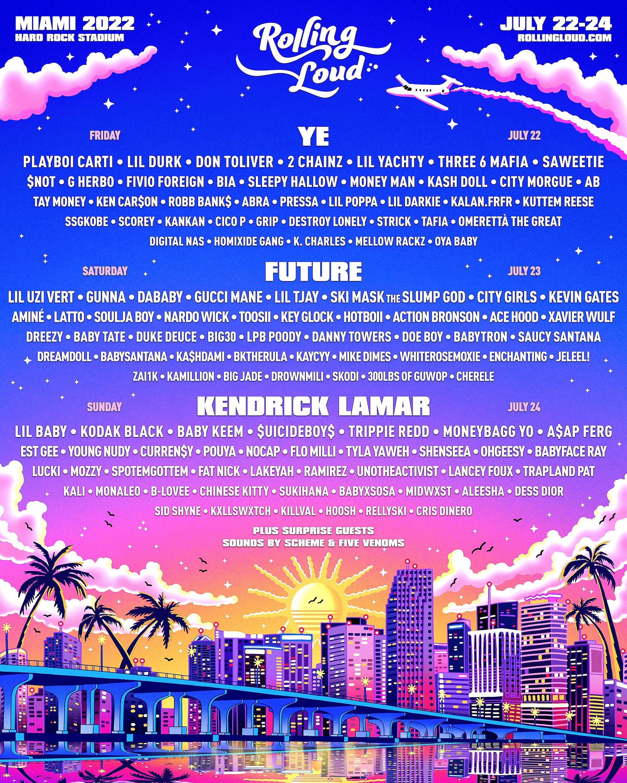Rolling Loud Miami 2022 lineup: Kanye, Kendrick, Future, Lil Baby, Lil Uzi  Vert, Playboi Carti, more