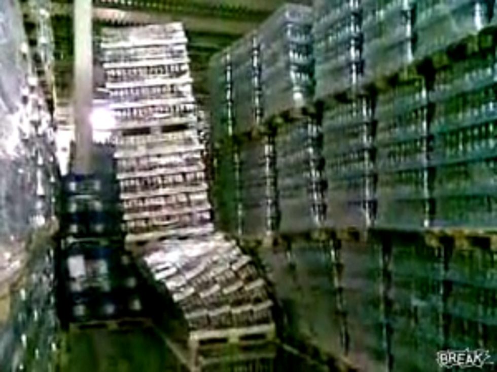 Beer Warehouse Forklift Fail [VIDEO]