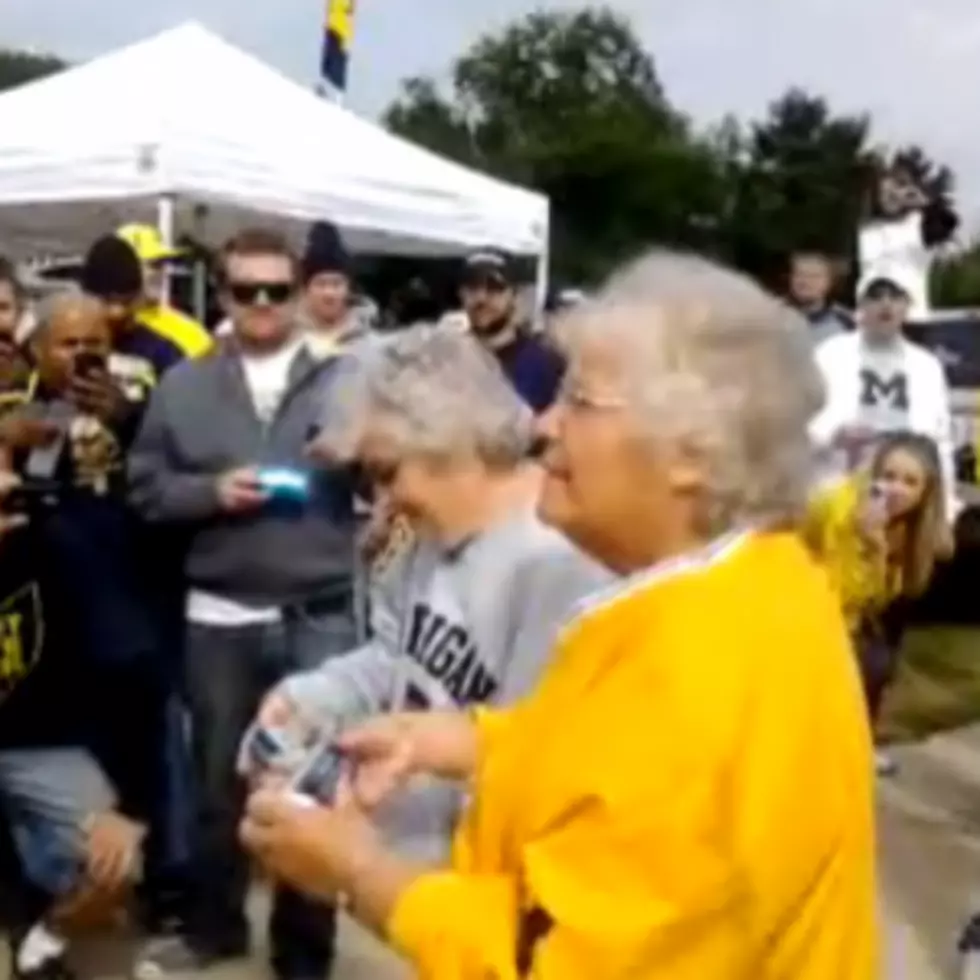 Grannies Shotgun Beers at Tailgate Party &#8211; Go Blue!