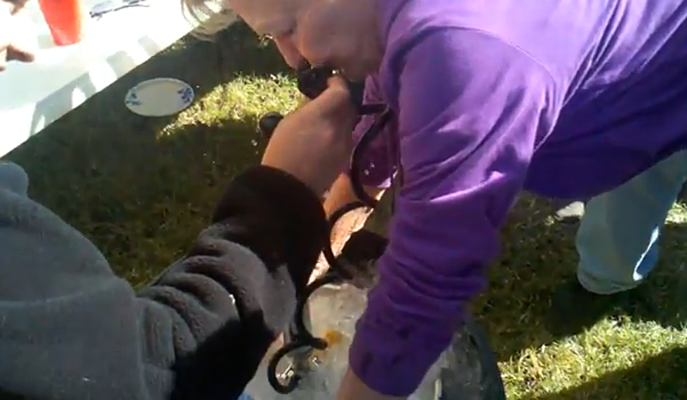Grannie Does A Keg Stand At A Tailgate Party