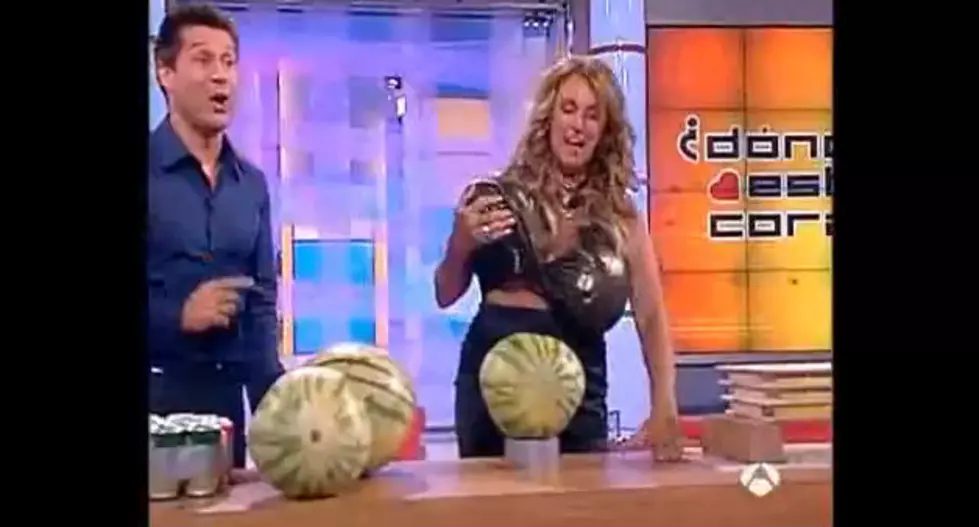Woman Breaks Watermelon With Her Boobs