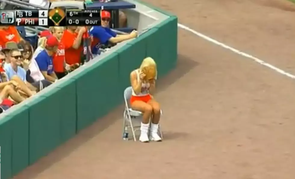 Hooters Ballgirl Ruins Play by Tossing Ball into Crowd [VIDEO]