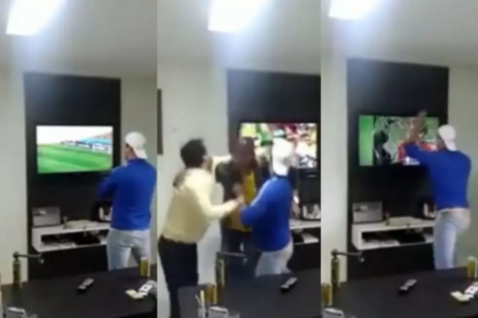 Brazilian Soccer Fan Destroys TV During Celebration [VIDEO]