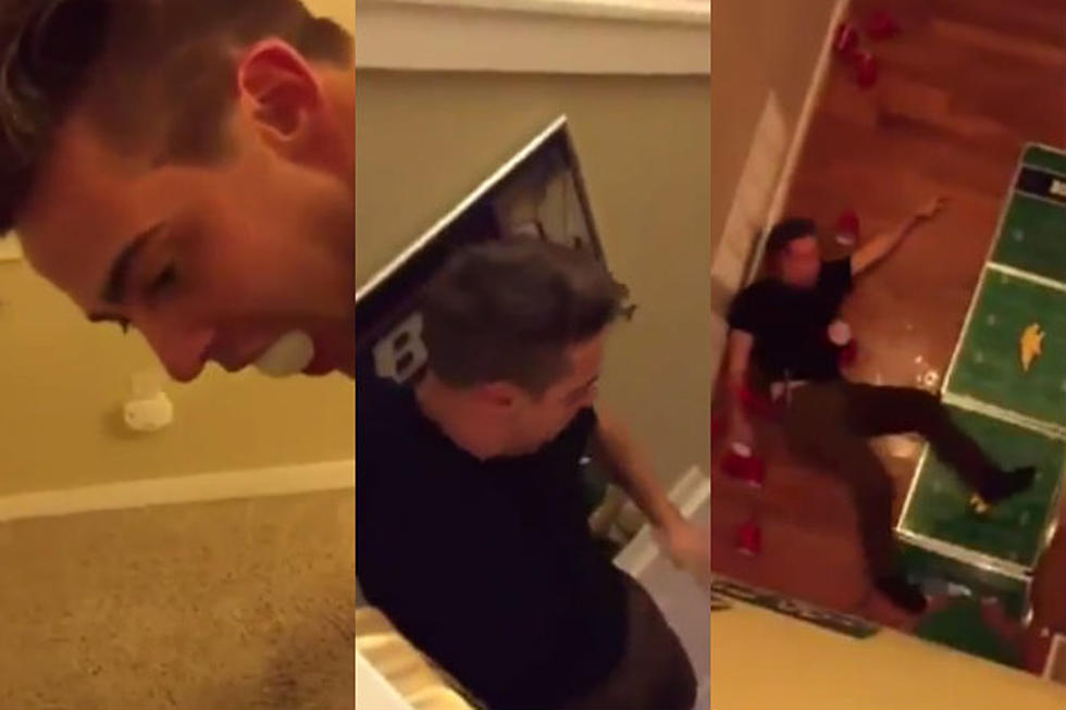 Idiot Attempts Second Story Beer Pong Dunk [VIDEO]