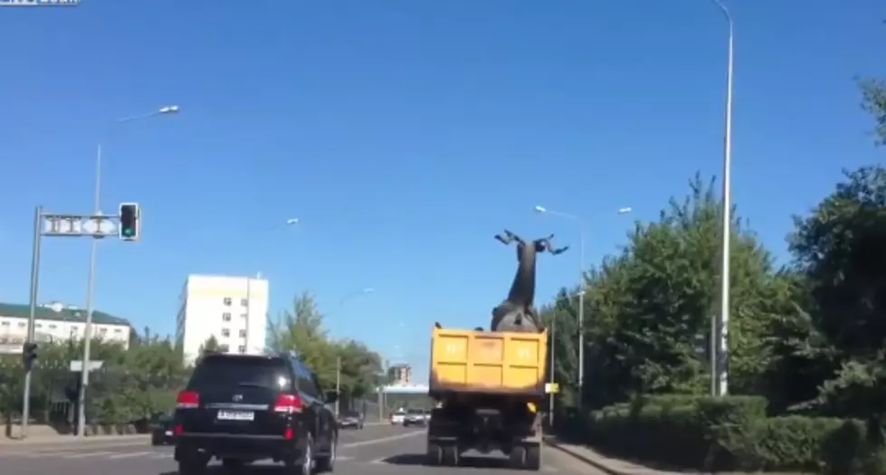 Look Out! Bridge Takes Out Giant Deer Statue [VIDEO]