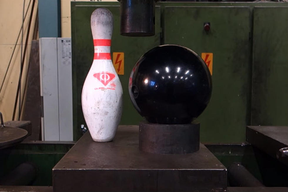 Hydraulic Press Crushes Bowling Pin And Ball [VIDEO]