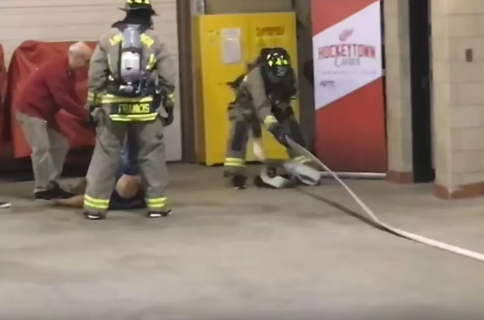 Red Wings Players Go Through Ann Arbor Firefighter Training 