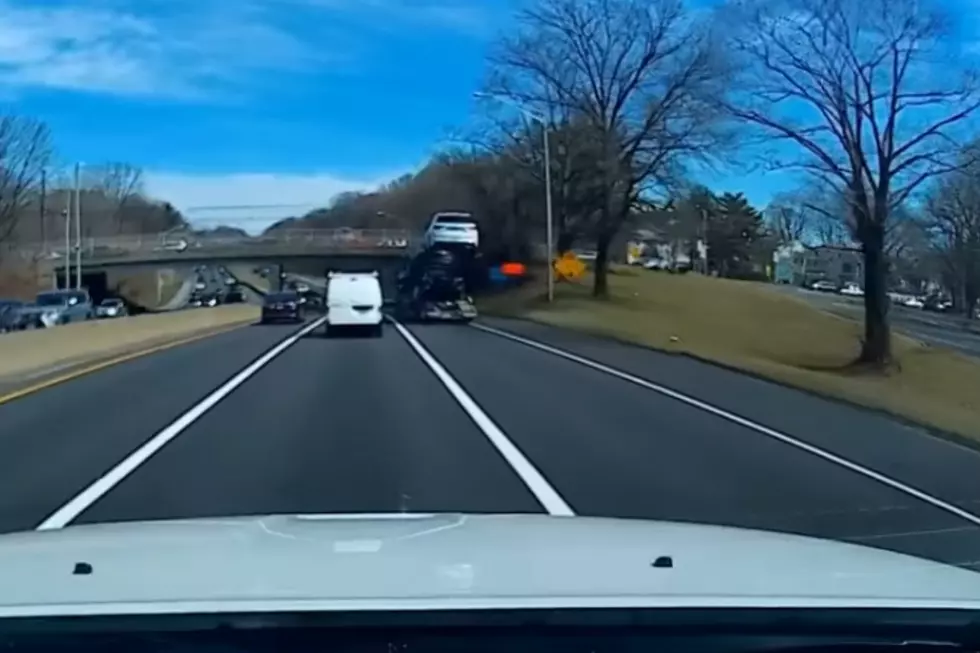 Instant Convertible – Car Carrier Hits Overpass [VIDEO]