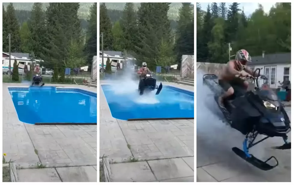 Guy Jumps Pool On Snowmobile – Landing Is A Total FAIL [VIDEO NSFW]