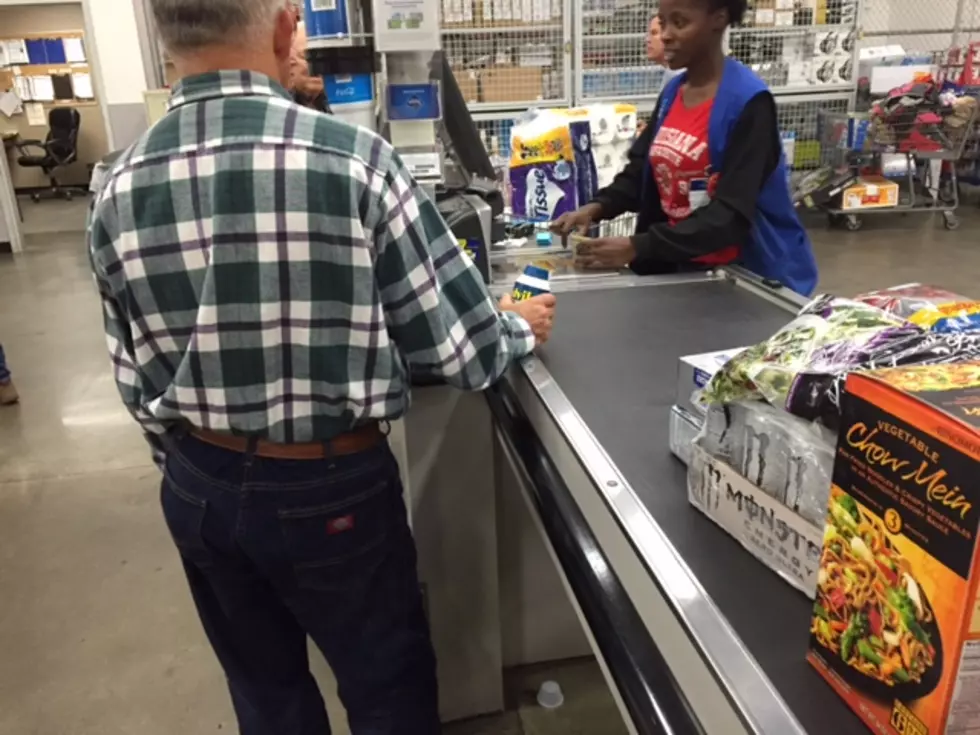 In the checkout line at the grocery store.