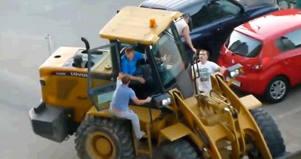 Drunk Russian Bulldozer Driver Smashes Cars Then Gets Face Smashed [Video]