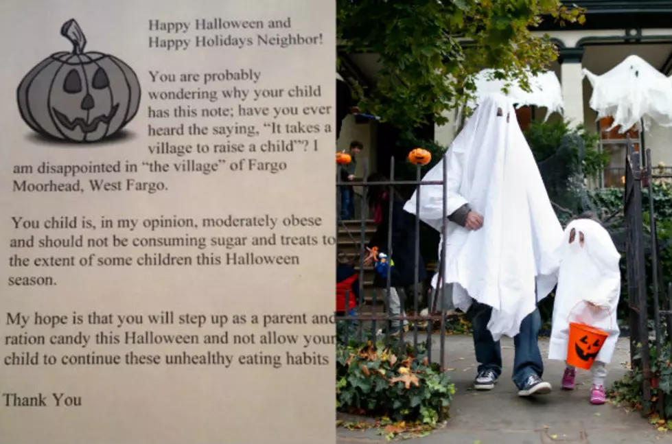 Is A Parent Planning To Hand Out Notes Instead Of Candy To Obese Kids Crossing The Line?