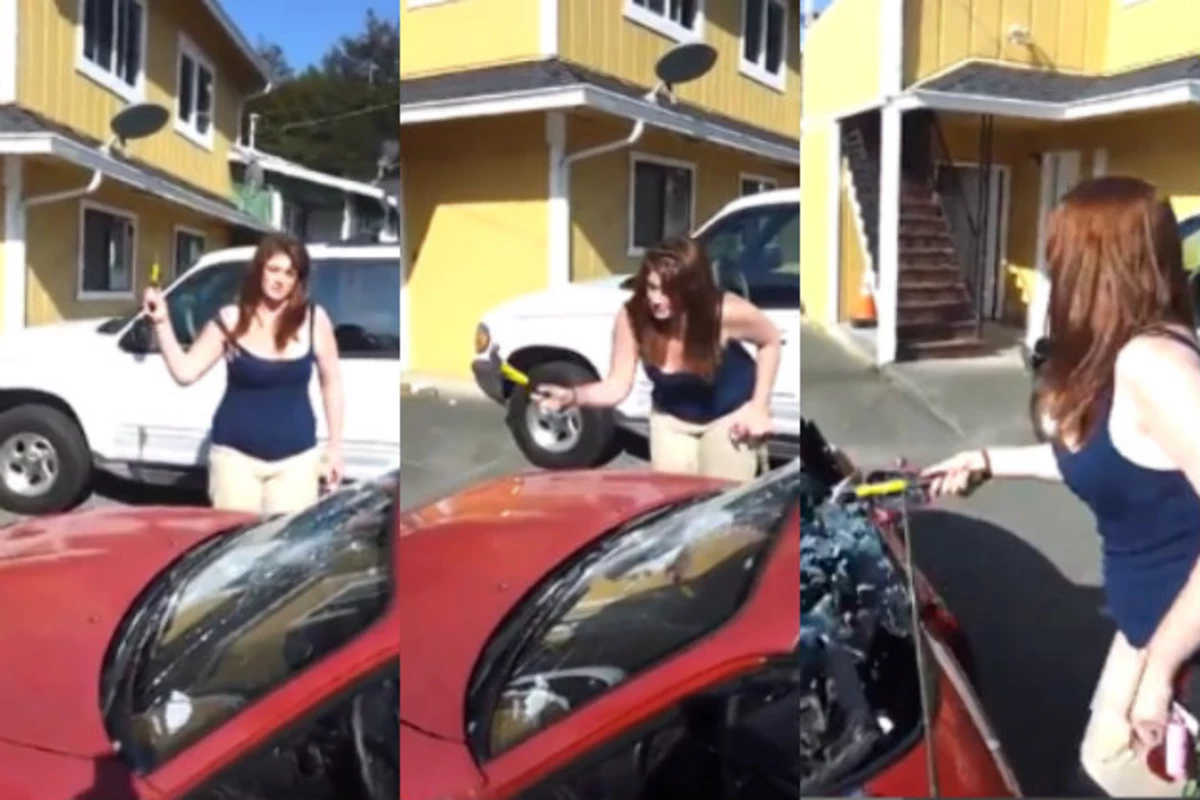 Man Films His Wife As She Destroys Their Car With A Hammer Video