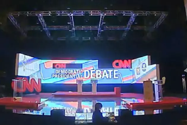 Watch The Time Lapse Video of The Democratic Debate Stage Being Built In Flint