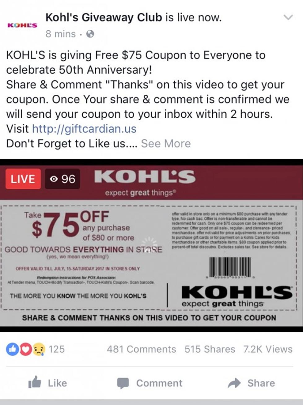 Michiganders: Stop Falling For This Fake Kohl&#8217;s Facebook Giveaway Scam!