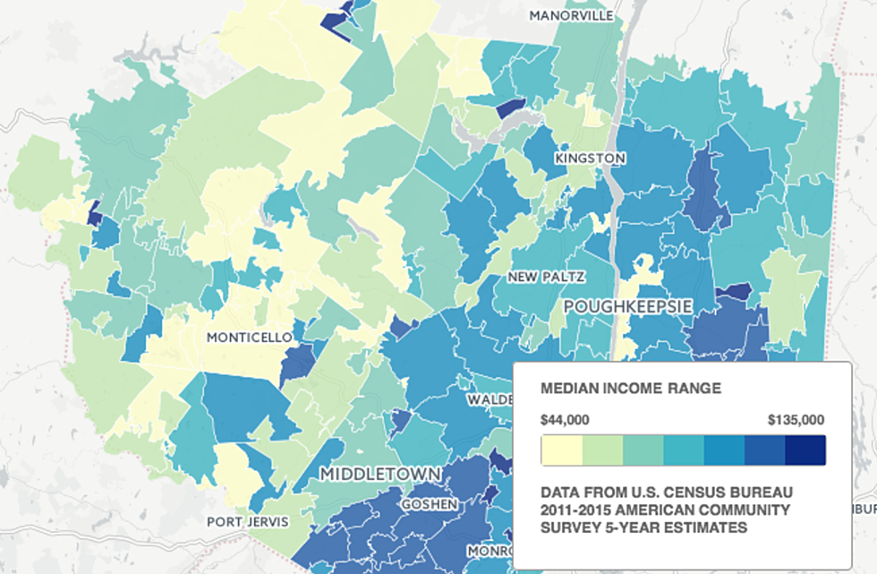 Hudson Valley Median Household Income by Zip Code